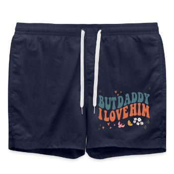 Lustiger Spruch Liebe Aber Daddy ich liebe ihn - Badeshorts - French Navy - Vorne - AI Model Male 185 light (185cm)