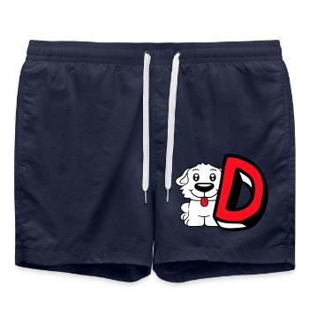 Dog D Letter Dog Sitting Small Dog Cute - Swim Trunks - french navy - Front - AI Model Male 185 light (185cm)