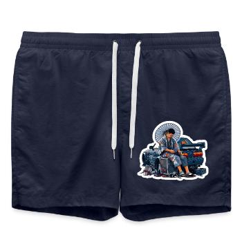Garage Samurai - Badeshorts - French Navy - Vorne - AI Model Male 185 light (185cm)
