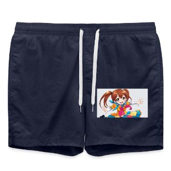 Ein niedliches manga maedchen - Badeshorts - French Navy - Vorne - AI Model Male 185 light (185cm)
