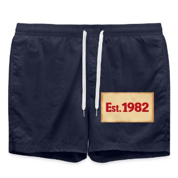 Fondé en 1982 - Short de bain - bleu marine - Devant - AI Model Male 185 light (185cm)