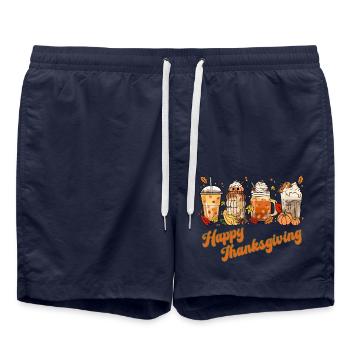 Happy Thanksgiving - Retro Coffee Pumpkin Spice - Badeshorts - French Navy - Vorne - AI Model Male 185 light (185cm)