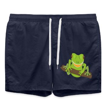 lachender Frosch - Badeshorts - French Navy - Vorne - AI Model Male 185 light (185cm)