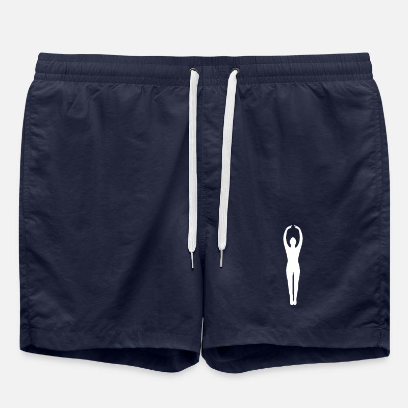 Yoga Poses Silhouette White - Swim Trunks - french navy