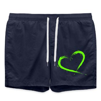 Heart Design Brush Green Light Green - Swim Trunks - french navy - Front - AI Model Male 185 light (185cm)