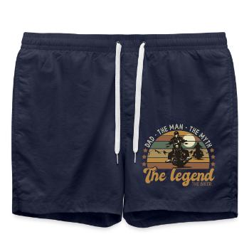 dad biker man myth legend gift man daddy motorcycle - Swim Trunks - french navy - Front - AI Model Male 185 light (185cm)
