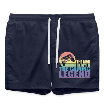 Funny Gamer Dad The Man Myth & Legend Father's Day - Swim Trunks - french navy - Front - AI Model Male 185 light (185cm)