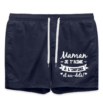 Maman je t'aime à l infini et au-delà - Short de bain - bleu marine - Devant - AI Model Male 185 light (185cm)