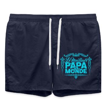 meilleur papa du monde 2 - Short de bain - bleu marine - Devant - AI Model Male 185 light (185cm)