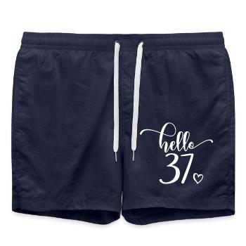 Hello 37 - Mignon cadeau de 37e anniversaire pour femmes - Short de bain - bleu marine - Devant - AI Model Male 185 light (185cm)