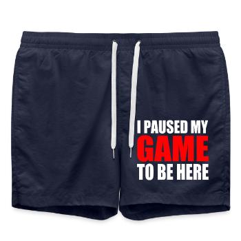 I PAUSED MY GAME TO BE HERE - Swim Trunks - french navy - Front - AI Model Male 185 light (185cm)