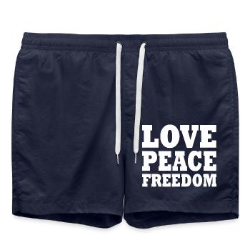 Love peace freedom - Badeshorts - French Navy - Vorne - AI Model Male 185 light (185cm)
