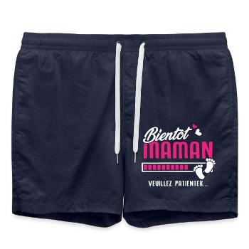 bientôt maman veuillez patienter - Short de bain - bleu marine - Devant - AI Model Male 185 light (185cm)