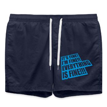 everything is fine quote - Swim Trunks - french navy - Front - AI Model Male 185 light (185cm)