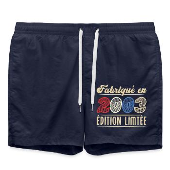 Fabriqué en 2003, Vintage cadeau d'anniversaire - Short de bain - bleu marine - Devant - AI Model Male 185 light (185cm)
