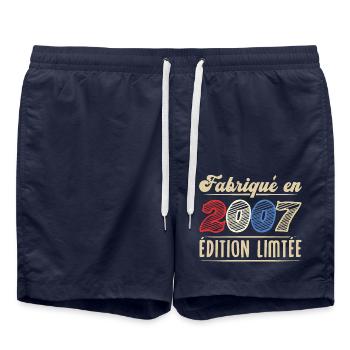 Fabriqué en 2007, Vintage cadeau d'anniversaire - Short de bain - bleu marine - Devant - AI Model Male 185 light (185cm)