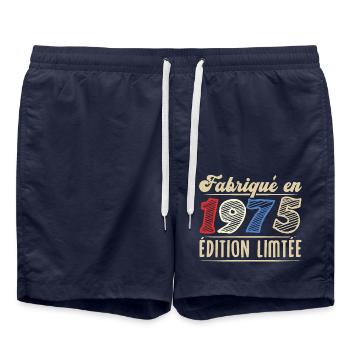 Fabriqué en 1975, Vintage cadeau d'anniversaire - Short de bain - bleu marine - Devant - AI Model Male 185 light (185cm)
