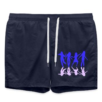 Four Women Dancing Shadow Reflection Silhouette - Swim Trunks - french navy - Front - AI Model Male 185 light (185cm)