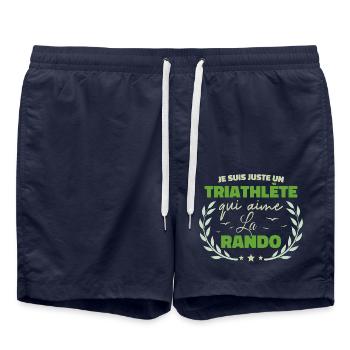 Fier d’être Triathlète et Passionné de la Rando - Short de bain - bleu marine - Devant - AI Model Male 185 light (185cm)
