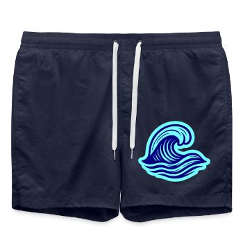 Mer Vague Océan - Short de bain - bleu marine - Devant - AI Model Male 185 light (185cm)