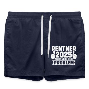 Rentner 2025 Nicht mehr mein Problem - Badeshorts - French Navy - Vorne - AI Model Male 185 light (185cm)