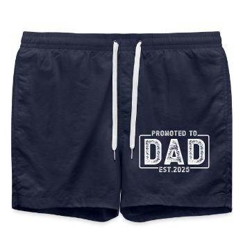 Promotion to Dad 2025 - Swim Trunks - french navy - Front - AI Model Male 185 light (185cm)