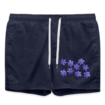 Marche de fleurs rétro de liverwort - Short de bain - bleu marine - Devant - AI Model Male 185 light (185cm)