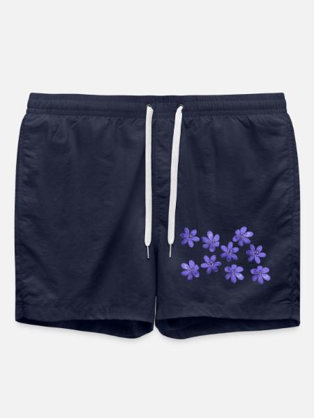 Leberblümchen retro design flowers Garten März - Badeshorts - French Navy