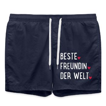 Beste Freundin der Welt - Badeshorts - French Navy - Vorne - AI Model Male 185 light (185cm)