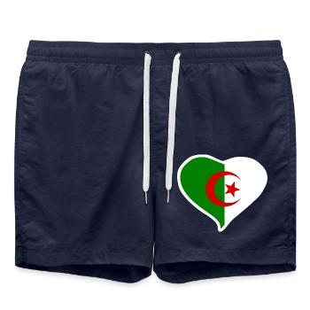 Algeria heart flag - Swim Trunks - french navy - Front - AI Model Male 185 light (185cm)