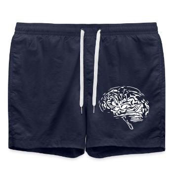 Gehirn - In Vector Farben Optik verfügbar - Badeshorts - French Navy - Vorne - AI Model Male 185 light (185cm)