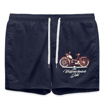Simson SR2 - DDR Ostalgie Moped Suhl - Badeshorts - French Navy - Vorne - AI Model Male 185 light (185cm)