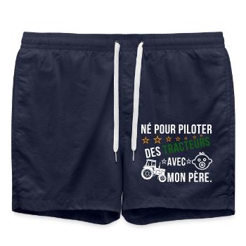 Née pour piloter des Tracteurs avec Papa - Short de bain - bleu marine - Devant - AI Model Male 185 light (185cm)