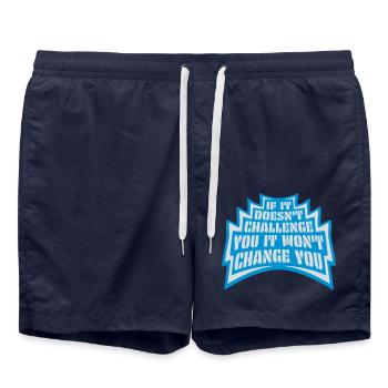Séance d’entraînement Fitness Motivation Citation - Short de bain - bleu marine - Devant - AI Model Male 185 light (185cm)