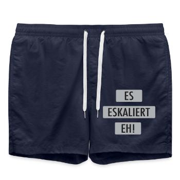 Es eskaliert eh! - Badeshorts - French Navy - Vorne - AI Model Male 185 light (185cm)