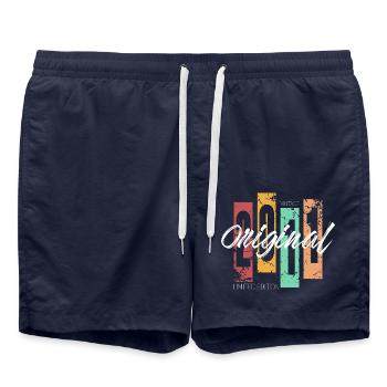 2011 vintage vintage rétro anniversaire - Short de bain - bleu marine - Devant - AI Model Male 185 light (185cm)