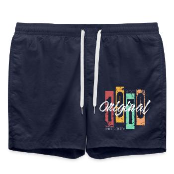 1970 Vintage Retro Anniversaire - Short de bain - bleu marine - Devant - AI Model Male 185 light (185cm)