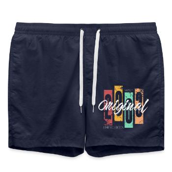2003 vintage vintage rétro anniversaire - Short de bain - bleu marine - Devant - AI Model Male 185 light (185cm)