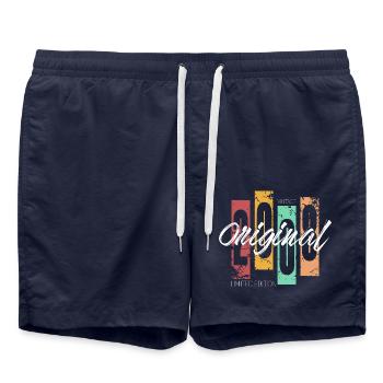 2008 Jahrgang Vintage Retro Geburtstag - Badeshorts - French Navy - Vorne - AI Model Male 185 light (185cm)
