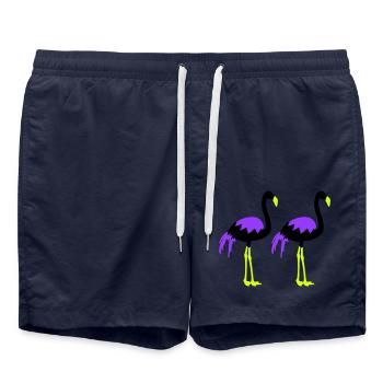 Flamants roses - Short de bain - bleu marine - Devant - AI Model Male 185 light (185cm)
