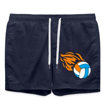 Volley-ball enflammé volant - Short de bain - bleu marine - Devant - AI Model Male 185 light (185cm)