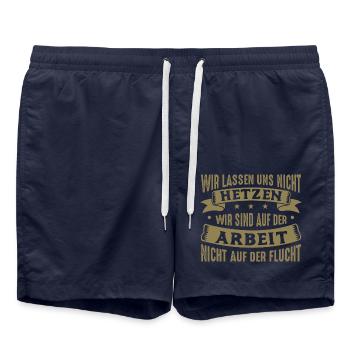Wir lassen uns nicht hetzen Cess Spruch - Badeshorts - French Navy - Vorne - AI Model Male 185 light (185cm)