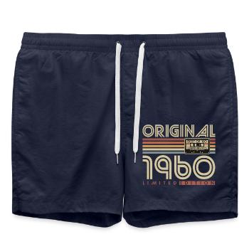 Original 1960's Vintage Birthday Retro - Swim Trunks - french navy - Front - AI Model Male 185 light (185cm)