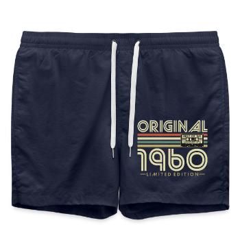 Original 1960's Vintage Birthday Retro - Swim Trunks - french navy - Front - AI Model Male 185 light (185cm)