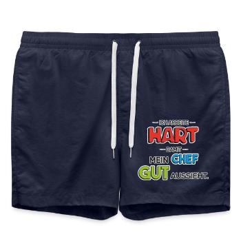 Der wahre Held im Büro - Badeshorts - French Navy - Vorne - AI Model Male 185 light (185cm)