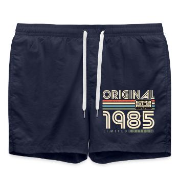 Original 1985 Vintage Vintage Anniversaire Rétro - Short de bain - bleu marine - Devant - AI Model Male 185 light (185cm)