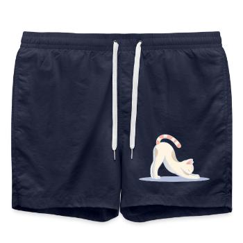 chat mignon dans une pose d’étirement de yoga classique - Short de bain - bleu marine - Devant - AI Model Male 185 light (185cm)