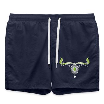 Embellished elegant necklace motif in traditional style - Swim Trunks - french navy - Front - AI Model Male 185 light (185cm)