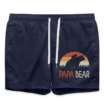 Papa Bären Geschenk Humor Papa Vater Vatertag - Badeshorts - French Navy - Vorne - AI Model Male 185 light (185cm)