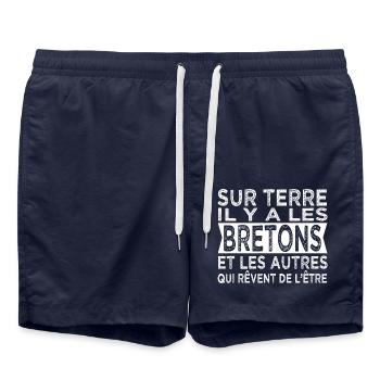les Bretons et les autres Humour Bretagne - Short de bain - bleu marine - Devant - AI Model Male 185 light (185cm)